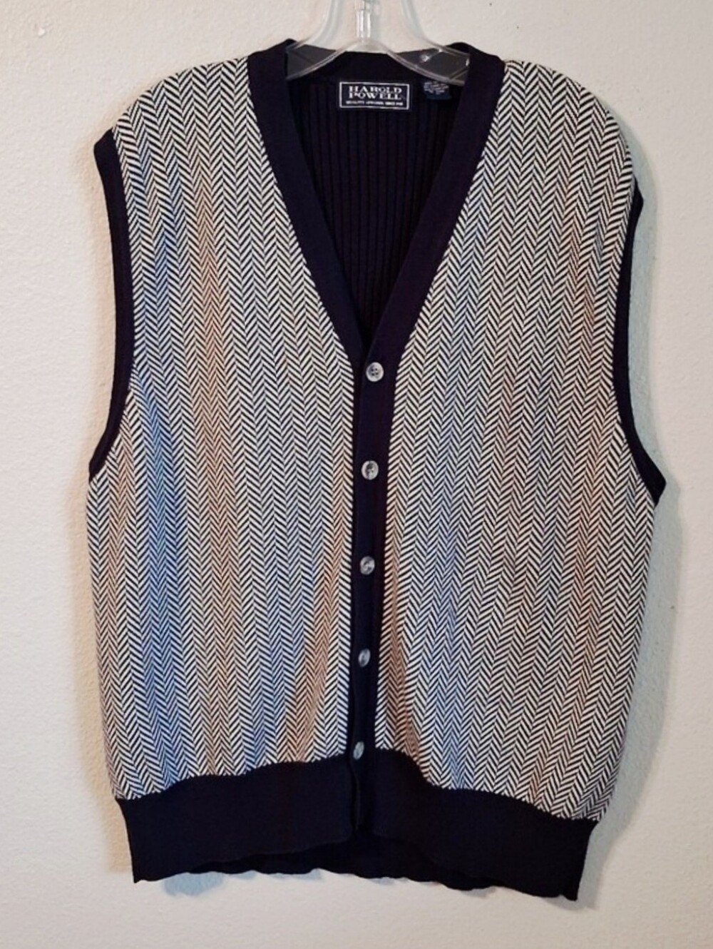 Harold Powell Herringbone Button - Up Vest Size XL Dark Academia Preppy